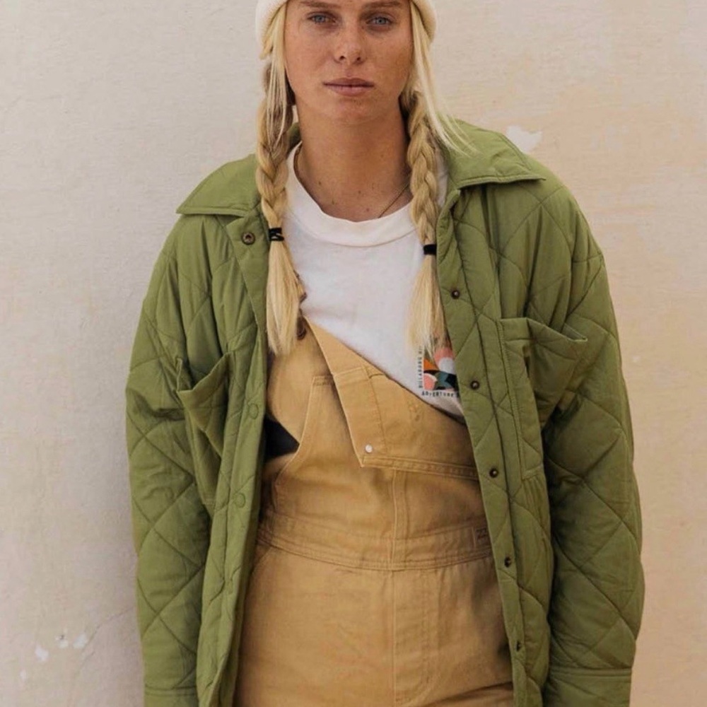Billabong Women Transport Shacket Jacket Green Quilted A/DIV ABJJK00187 Medium